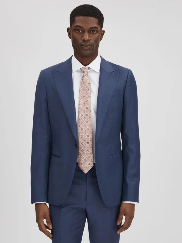 Men Reiss Suits and Tailoring Harrison Slim Fit Wool Single Breasted Blazer Bright Blue Men Reiss Suits and Tailoring Harrison Slim Fit Wool Single Breasted Blazer Bright Blue