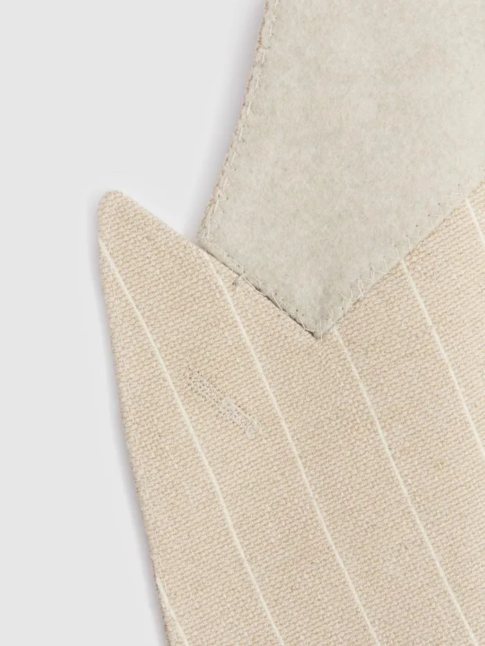 Men Reiss Suits and Tailoring Jeremiah Slim Fit Double Breasted Striped Blazer Oatmeal