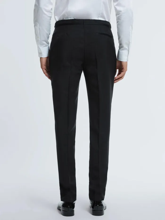 Men Reiss Suits and Tailoring Wool Blend Slim Fit Tuxedo Trousers Black