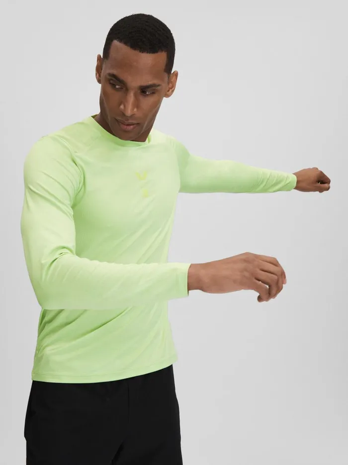 Men Reiss Sweats Hoodies and Joggers Kash Castore Performance Long Sleeve Top Iced Citrus Yellow