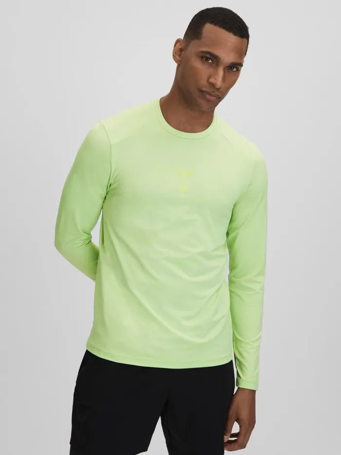 Men Reiss Sweats Hoodies and Joggers Kash Castore Performance Long Sleeve Top Iced Citrus Yellow
