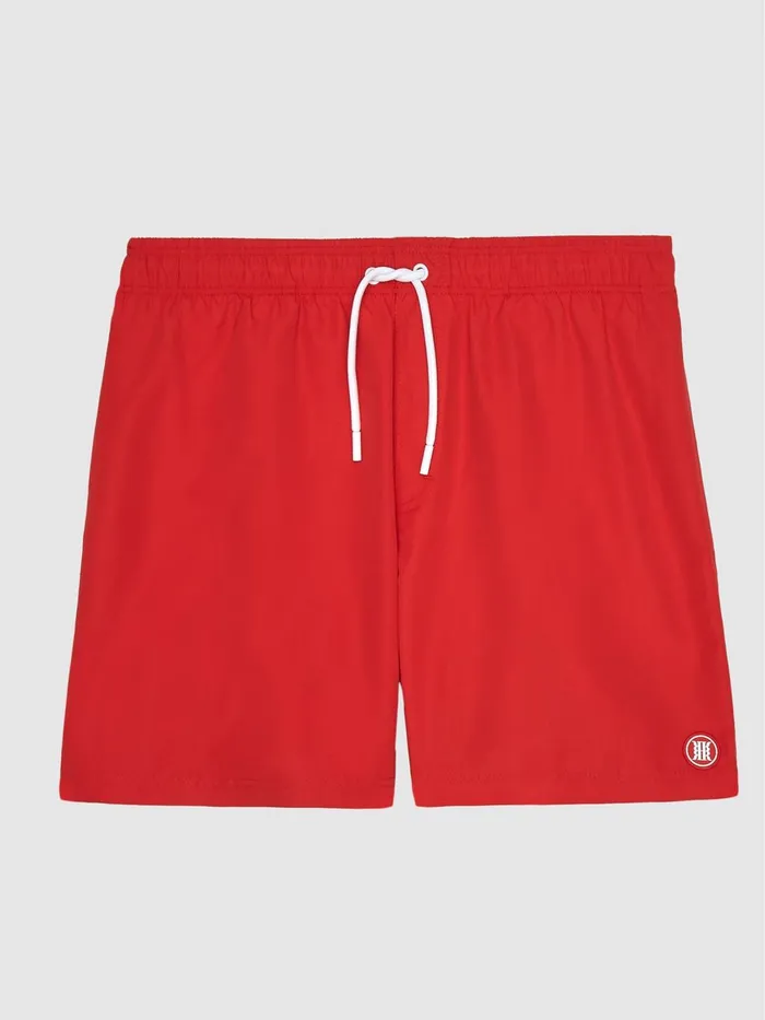 Men Reiss Swimwear Wave Plain Drawstring Swim Shorts Bright Red