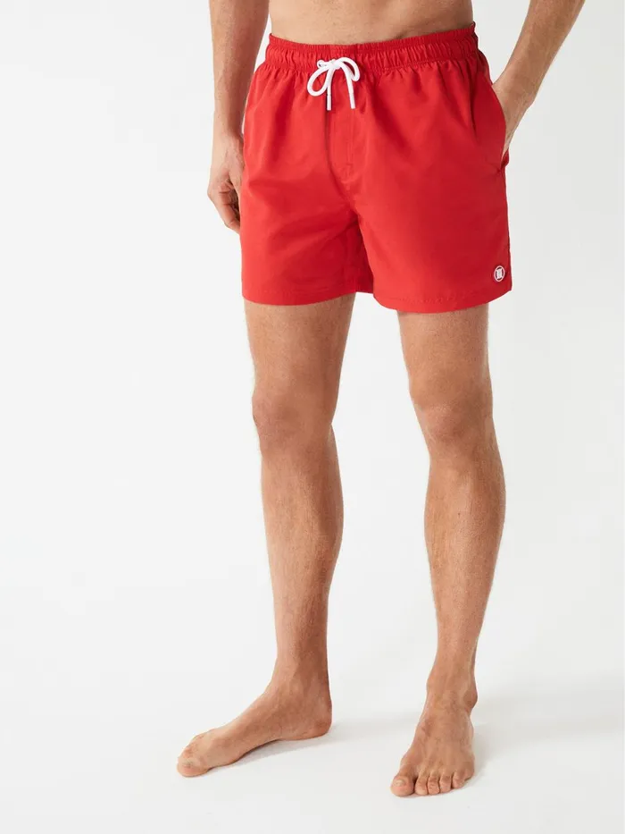 Men Reiss Swimwear Wave Plain Drawstring Swim Shorts Bright Red