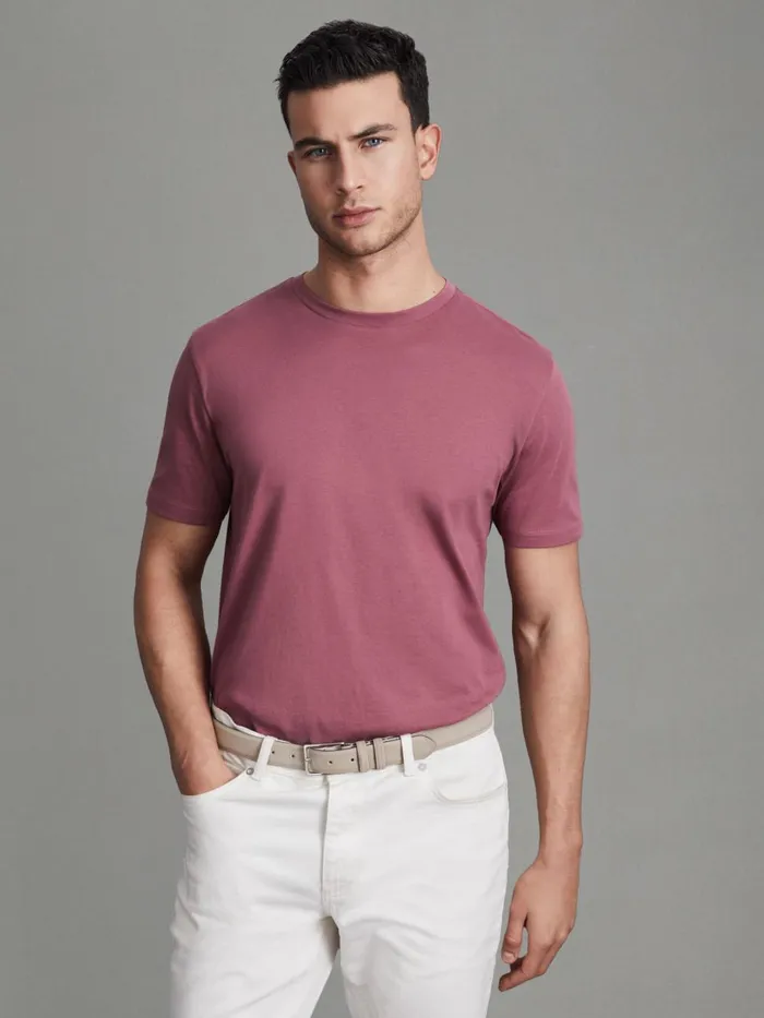 Men Reiss TShirts Bless Marl Crew Neck TShirt Old Rose