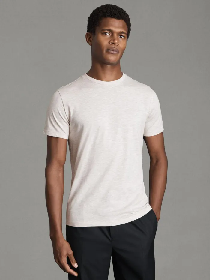 Men Reiss TShirts Bless Marl Crew Neck TShirt Wheat Melange