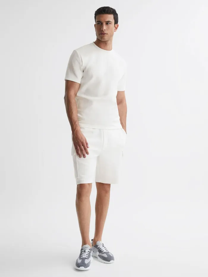 Men Reiss TShirts Bradley Interlock Jersey Crew Neck TShirt White