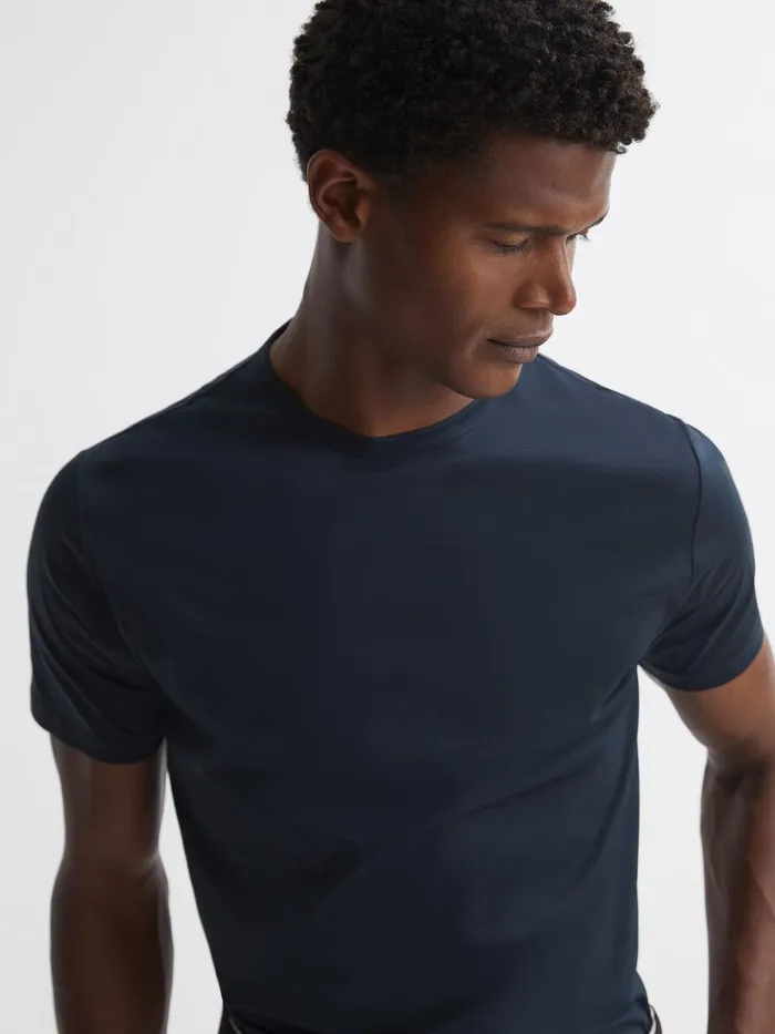 Men Reiss TShirts Capri Cotton Crew Neck TShirt Navy
