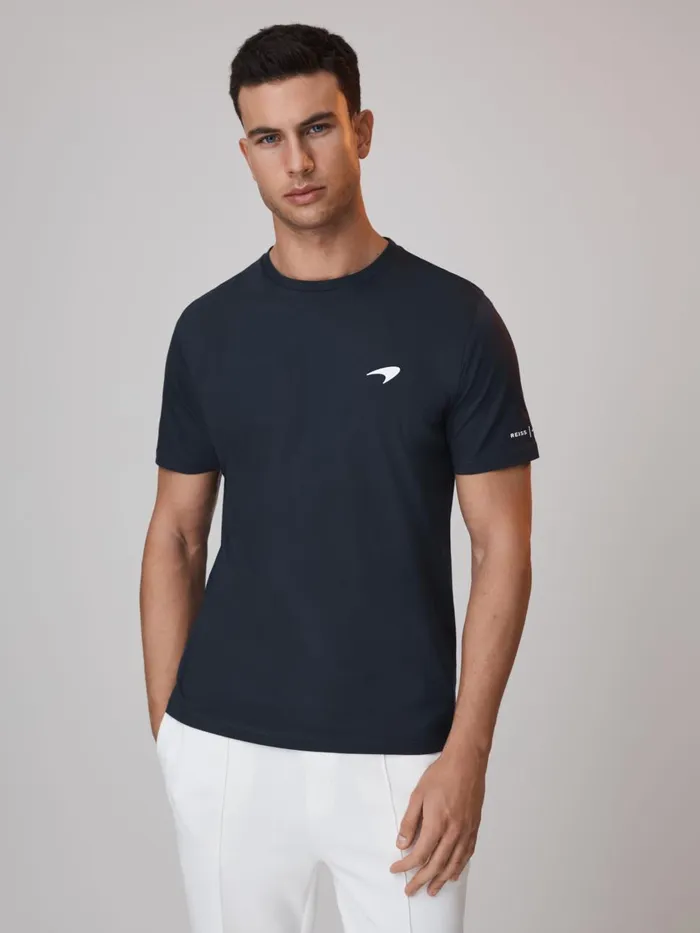 Men Reiss TShirts F1 Mercerised Cotton Crew Neck TShirt Airforce Blue