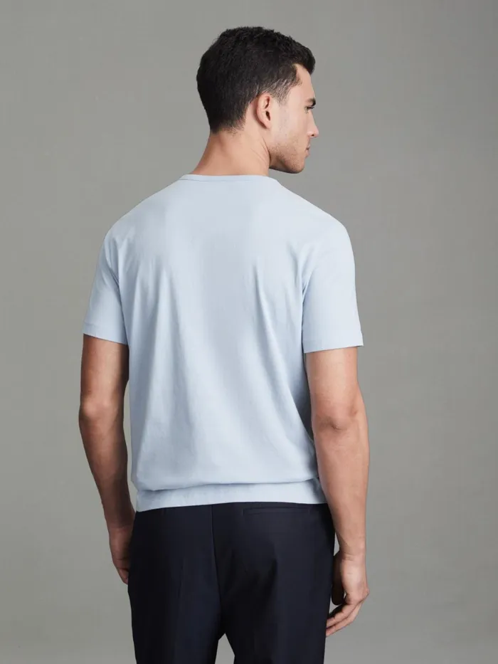 Men Reiss TShirts Melrose Cotton Crew Neck TShirt Soft Blue