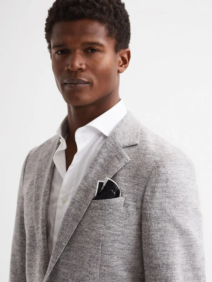 Men Reiss Ties and Pocket Squares Ceremony Plain Silk Pocket Square Black