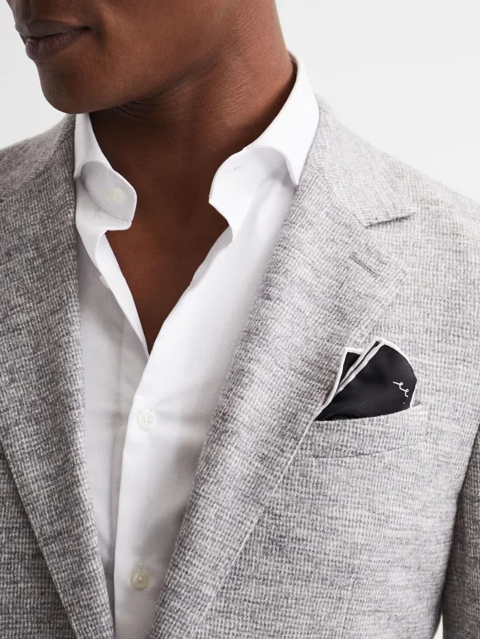 Men Reiss Ties and Pocket Squares Ceremony Plain Silk Pocket Square Black