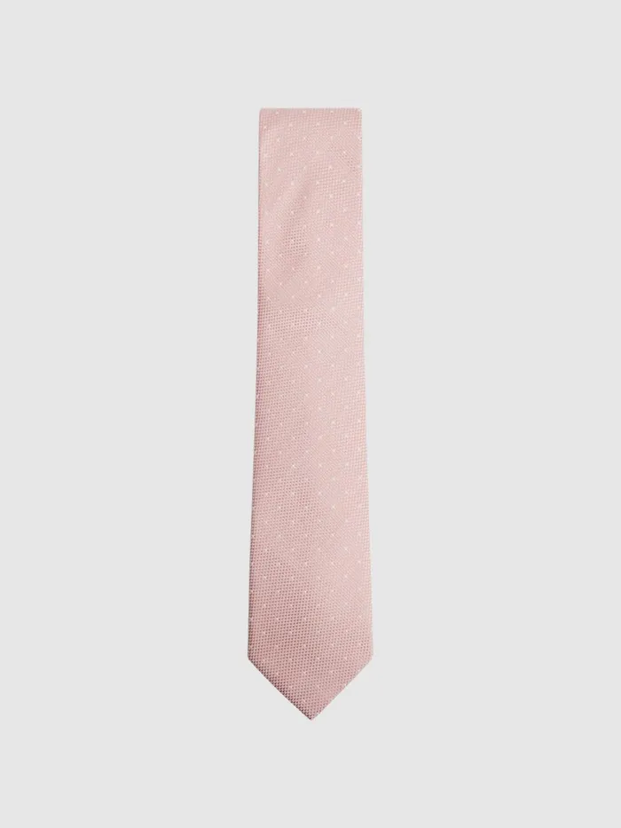 Men Reiss Ties and Pocket Squares Liam Silk Polka Dot Tie Soft Pink