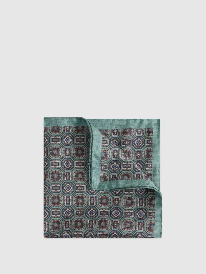 Men Reiss Ties and Pocket Squares Rocco Silk Medallion Print Pocket Square Sage Men Reiss Ties and Pocket Squares Rocco Silk Medallion Print Pocket Square Sage