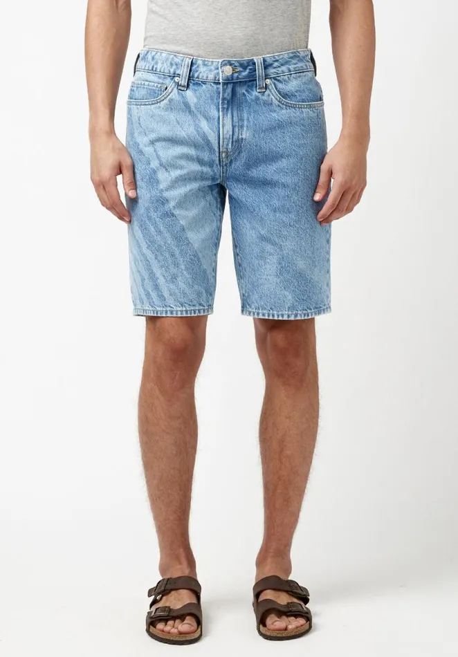 Men Relaxed Straight Dean Bleach Wave Shorts Indigo Buffalo David Bitton Shorts Men Relaxed Straight Dean Bleach Wave Shorts Indigo Buffalo David Bitton Shorts