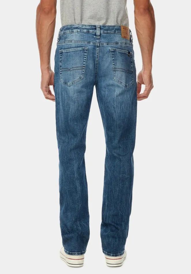Men Relaxed Straight Driven Contrasted Jeans Indigo Buffalo David Bitton Relaxed Straight Driven