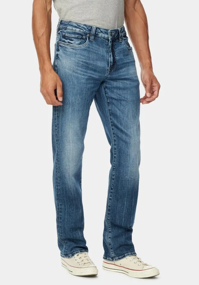 Men Relaxed Straight Driven Contrasted Jeans Indigo Buffalo David Bitton Relaxed Straight Driven