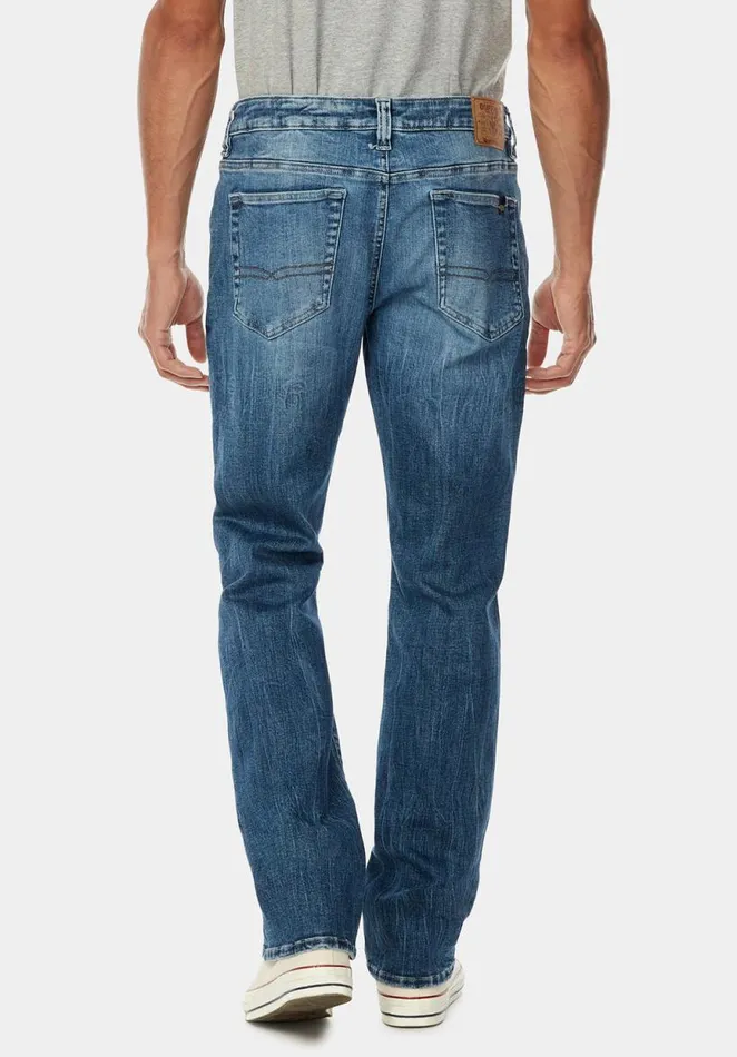 Men Relaxed Straight Driven Contrasted Jeans Indigo Buffalo David Bitton Relaxed Straight Driven