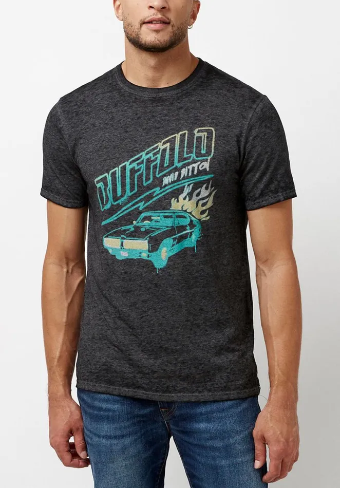 Men Retro Racer Tacorm TShirt Black Buffalo David Bitton Tops and Tees