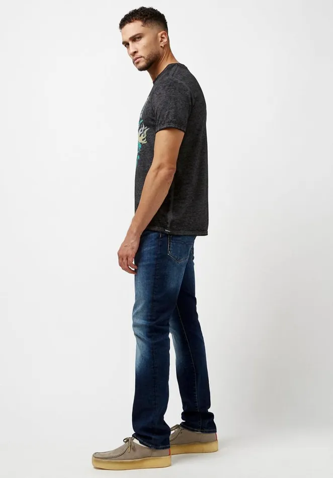 Men Retro Racer Tacorm TShirt Black Buffalo David Bitton Tops and Tees