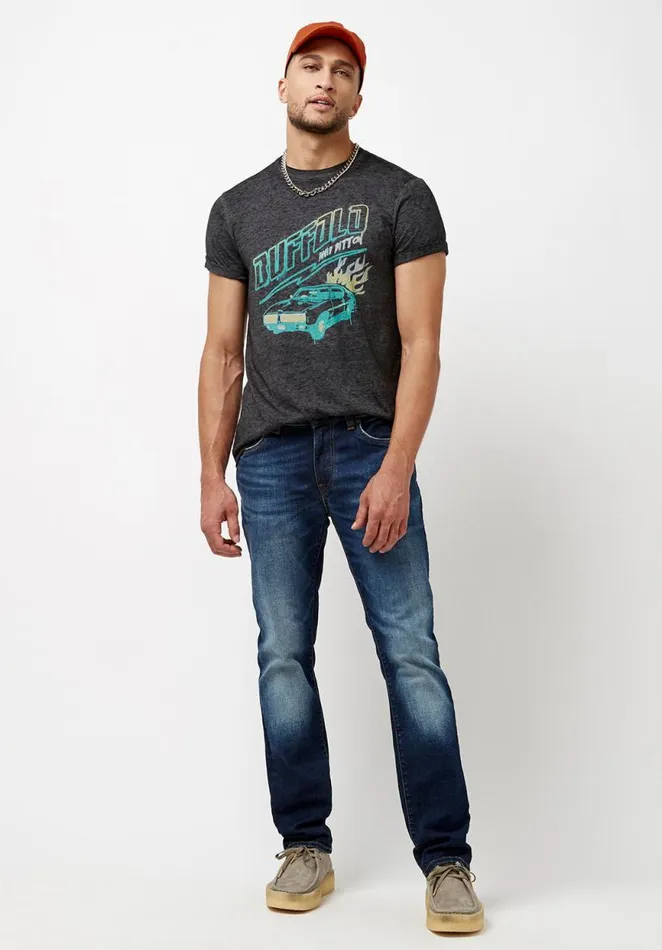 Men Retro Racer Tacorm TShirt Black Buffalo David Bitton Tops and Tees