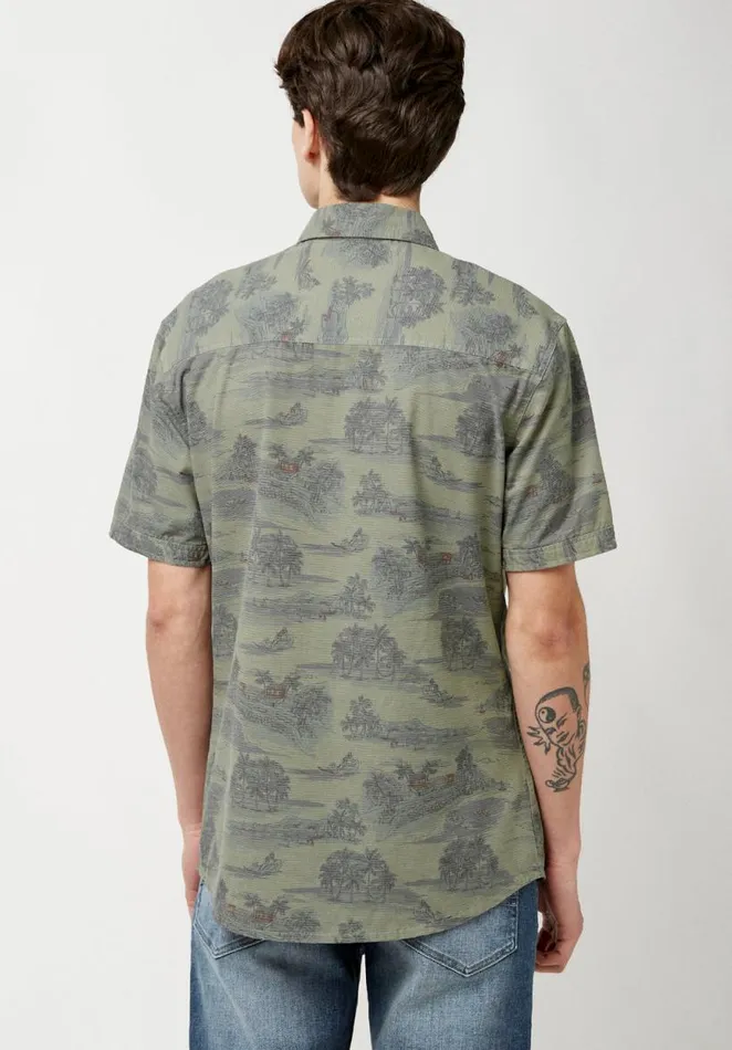 Men Stretchy Sunuz Button Shirt Army Green Buffalo David Bitton Shirts