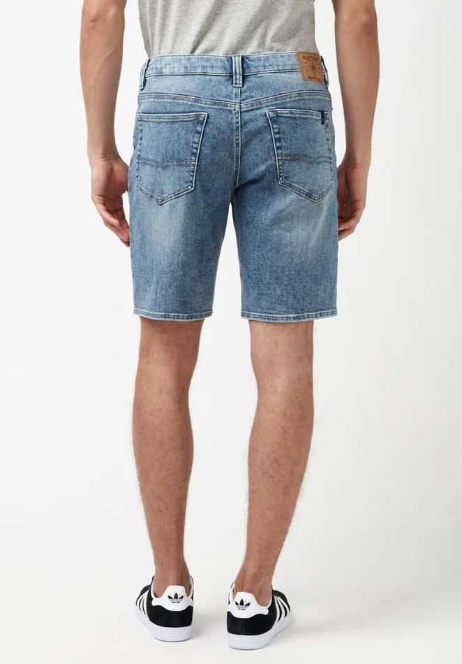 Men Super Stretch Relaxed Straight Dean Sanded Shorts Indigo Buffalo David Bitton Shorts