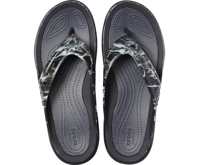 Men Swiftwater Mossy Oak Elements Wave Flip Black Crocs FlipFlops
