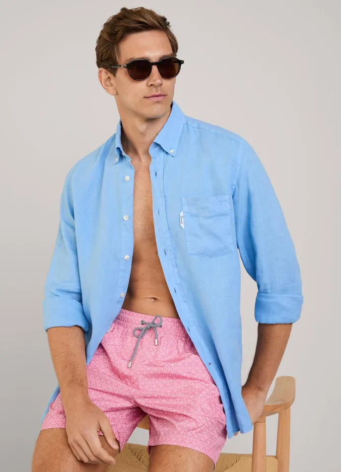 Men Swimwear Faonnable Chains Swim Shorts Magenta Purple