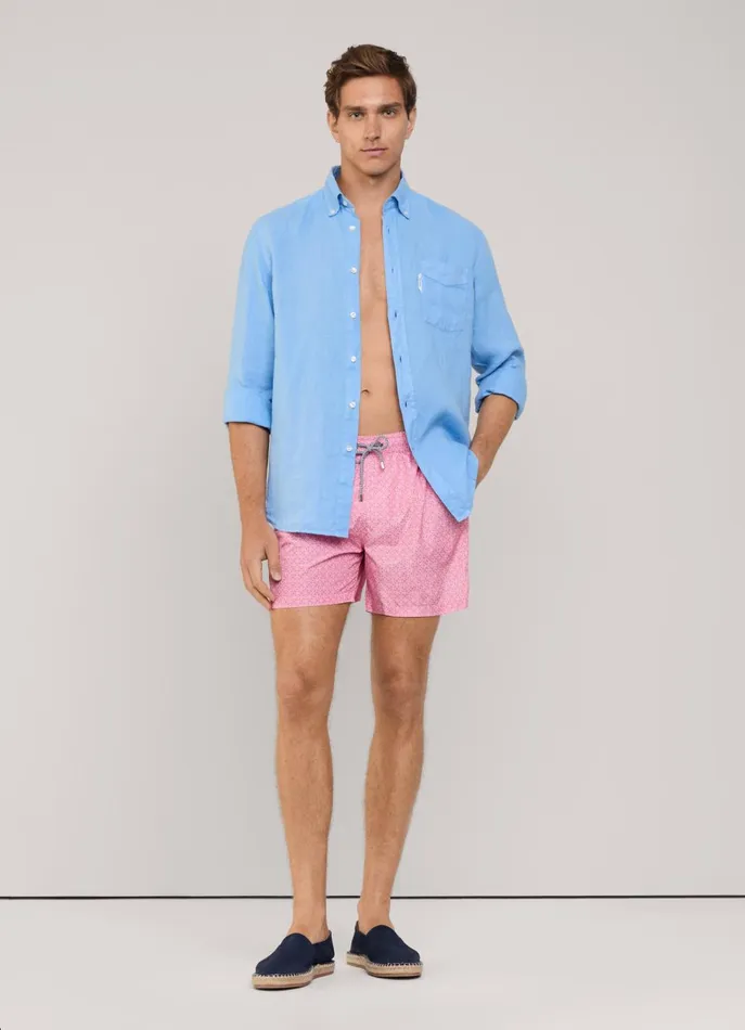 Men Swimwear Faonnable Chains Swim Shorts Magenta Purple