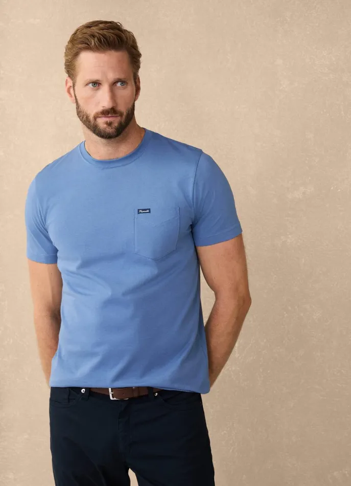 Men TShirts and Sweatshirts Faonnable Regular Fit Front Pocket TShirt Dark Denim Blue Men TShirts and Sweatshirts Faonnable Regular Fit Front Pocket TShirt Dark Denim Blue