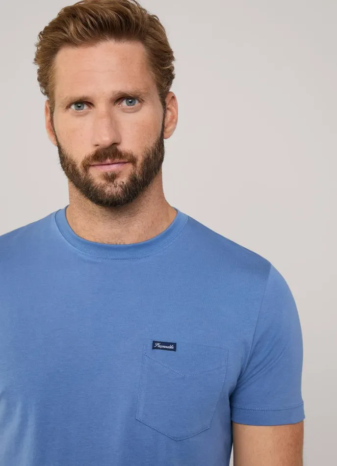 Men TShirts and Sweatshirts Faonnable Regular Fit Front Pocket TShirt Dark Denim Blue