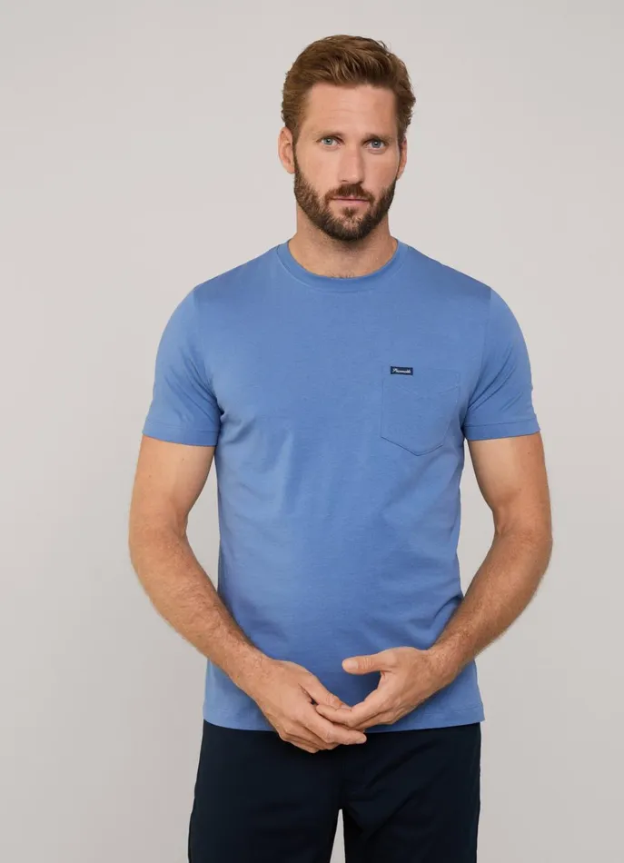 Men TShirts and Sweatshirts Faonnable Regular Fit Front Pocket TShirt Dark Denim Blue