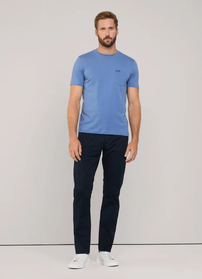 Men TShirts and Sweatshirts Faonnable Regular Fit Front Pocket TShirt Dark Denim Blue