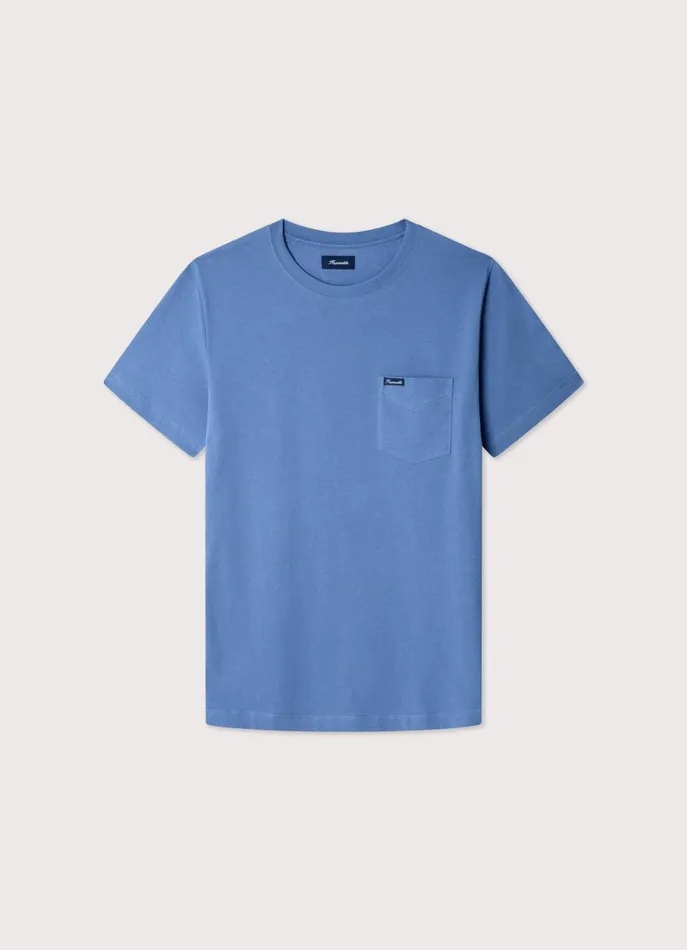 Men TShirts and Sweatshirts Faonnable Regular Fit Front Pocket TShirt Dark Denim Blue