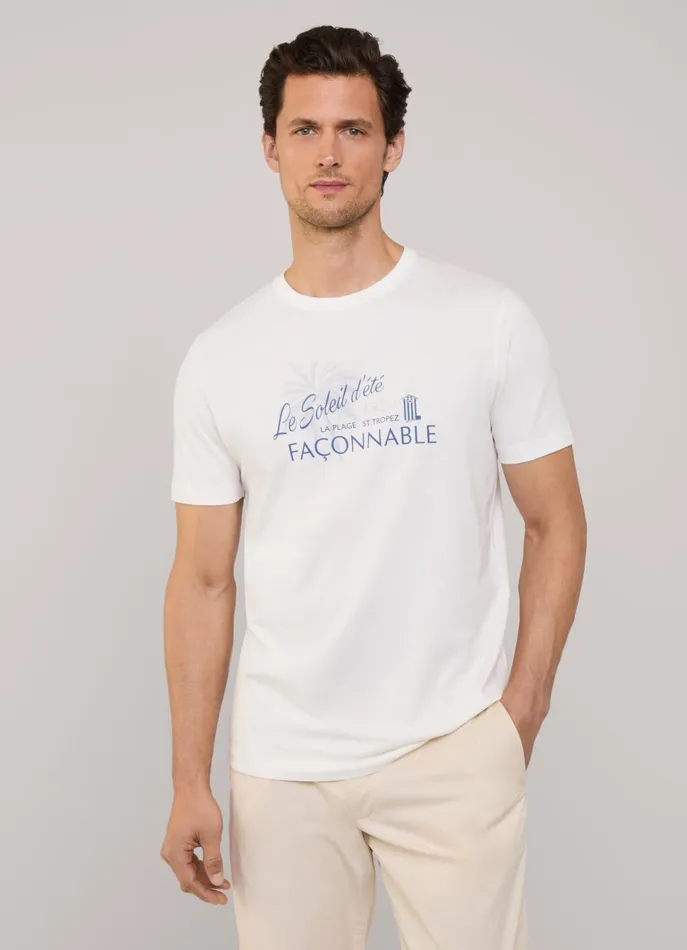 Men TShirts and Sweatshirts Faonnable Regular Fit Palm Tree TShirt Off White