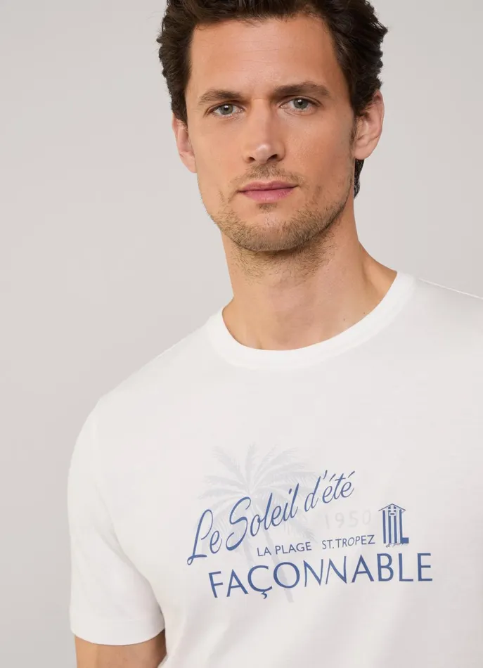 Men TShirts and Sweatshirts Faonnable Regular Fit Palm Tree TShirt Off White
