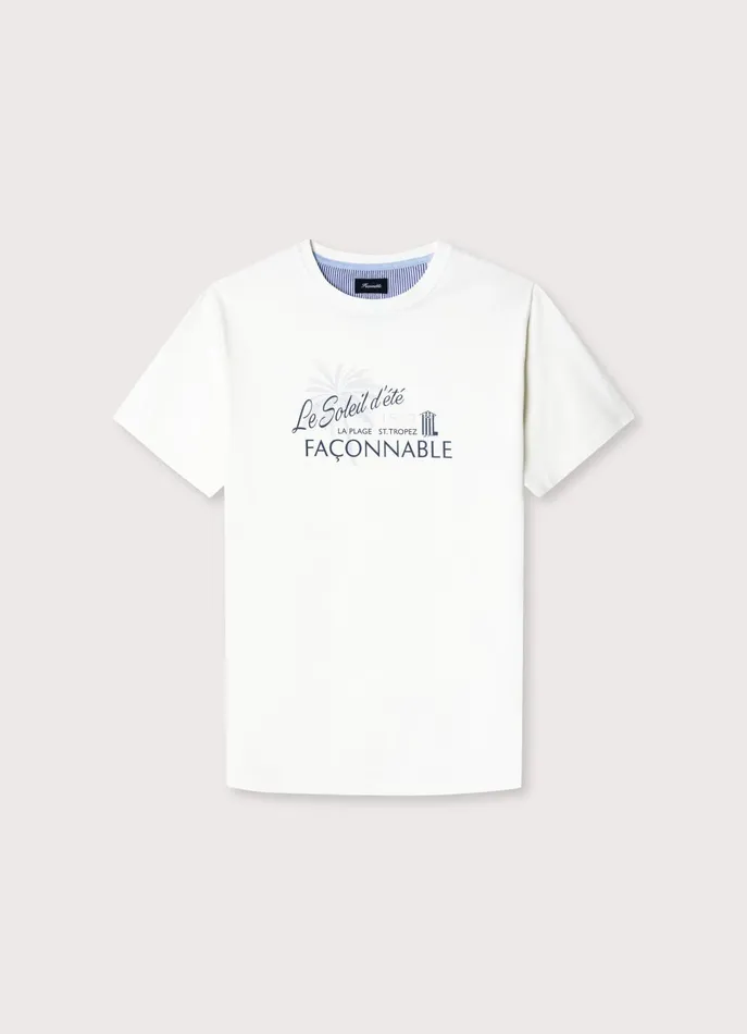 Men TShirts and Sweatshirts Faonnable Regular Fit Palm Tree TShirt Off White