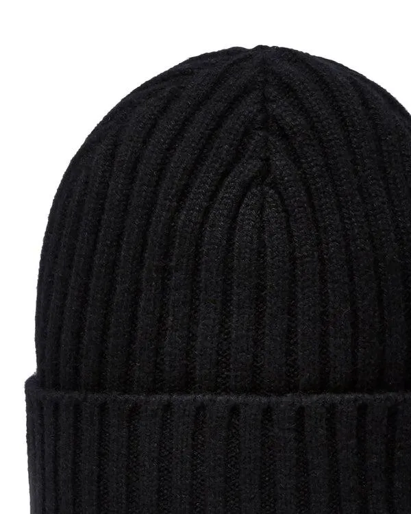 Men Unisex Chunky Ribbed Cashmere HatIn Black Black NPeal Hats