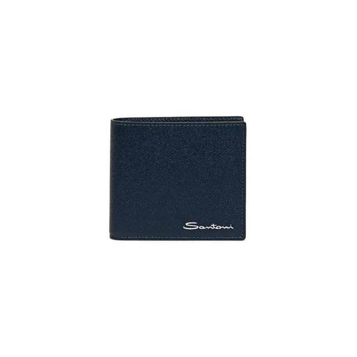 MenWomen Blue Saffiano Leather Wallet With Coin Pocket Santoni Small Leather Goods MenWomen Blue Saffiano Leather Wallet With Coin Pocket Santoni Small Leather Goods