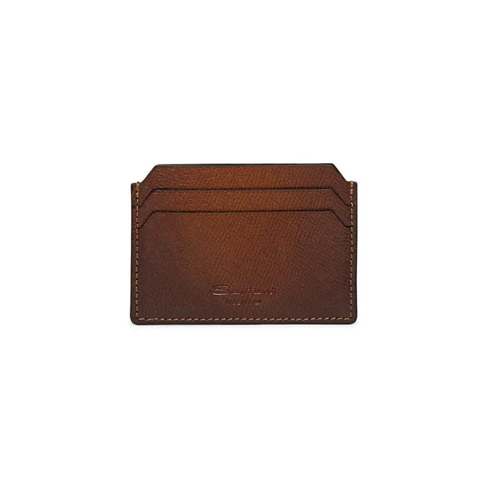 MenWomen Brown Saffiano Leather Credit Card Holder Santoni Small Leather Goods MenWomen Brown Saffiano Leather Credit Card Holder Santoni Small Leather Goods