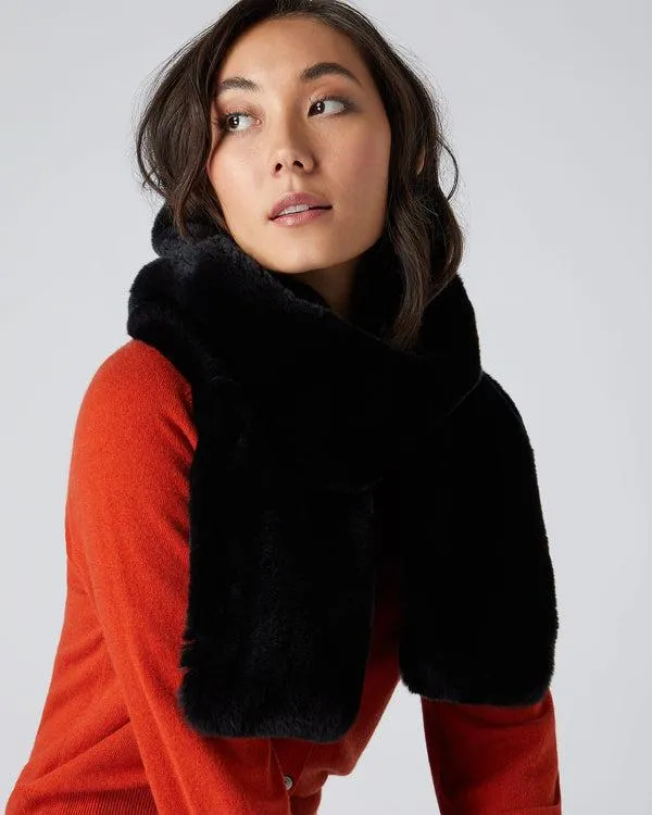 MenWomen Unisex Long Fur ScarfIn Navy Blue Navy Blue NPeal Scarves