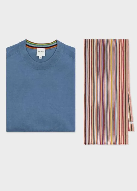 Mens 039Signature Stripe039 Scarf and Merino Sweater Gift SetMerino Sweater039Signature Stripe039 Scarf Paul Smith Sweaters