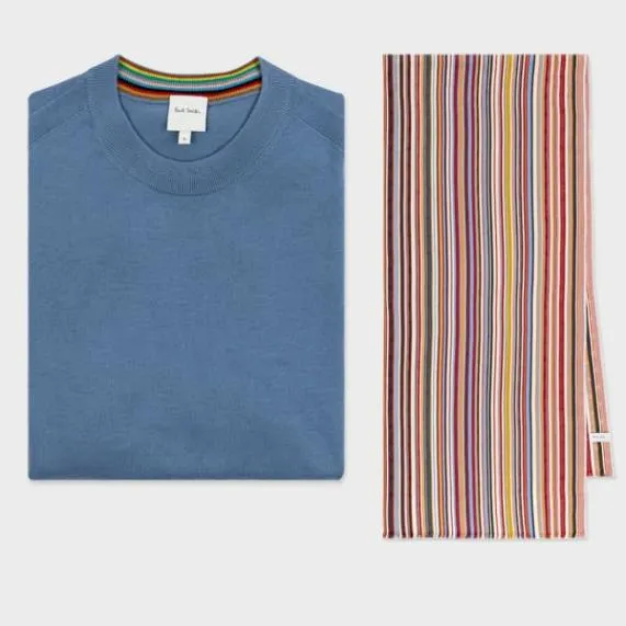 Mens 039Signature Stripe039 Scarf and Merino Sweater Gift SetMerino Sweater039Signature Stripe039 Scarf Paul Smith Sweaters