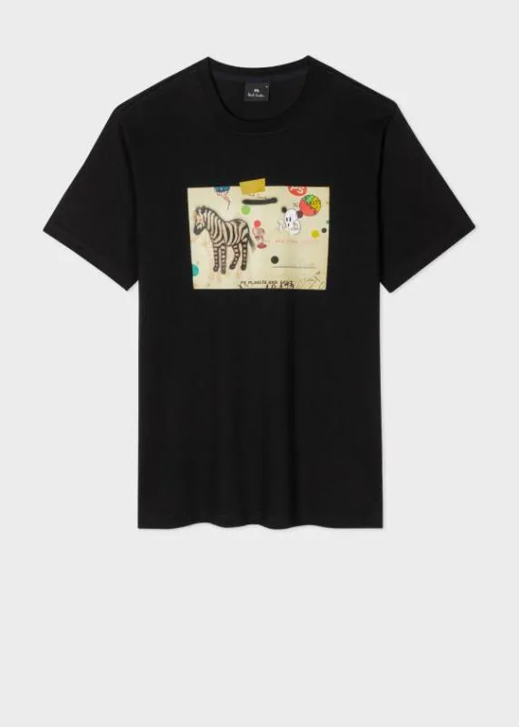 Mens 039Zebra Card039 Print Cotton TShirt Paul Smith TShirts
