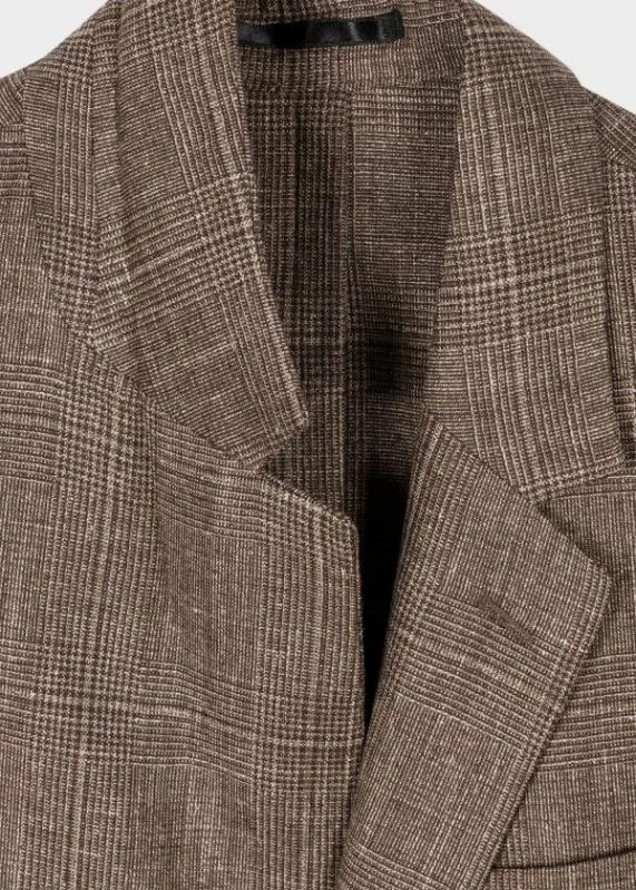 Mens CasualFit Check SuitWoolSilkLinen Brown Check BlazerBrown Check Pants Paul Smith Suits