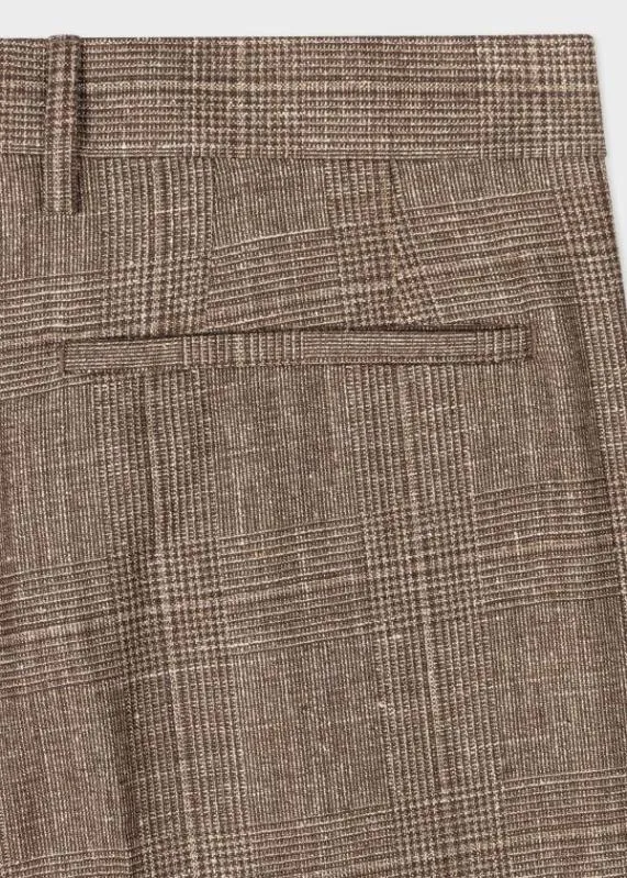 Mens CasualFit Check SuitWoolSilkLinen Brown Check BlazerBrown Check Pants Paul Smith Suits