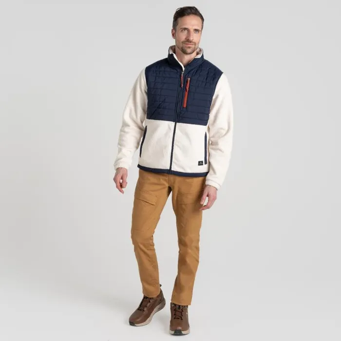 Mens Full Zip Fleece Craghoppers Montadale Insulating Hybrid Jacket Ecru Blue Navy Mens Full Zip Fleece Craghoppers Montadale Insulating Hybrid Jacket Ecru Blue Navy