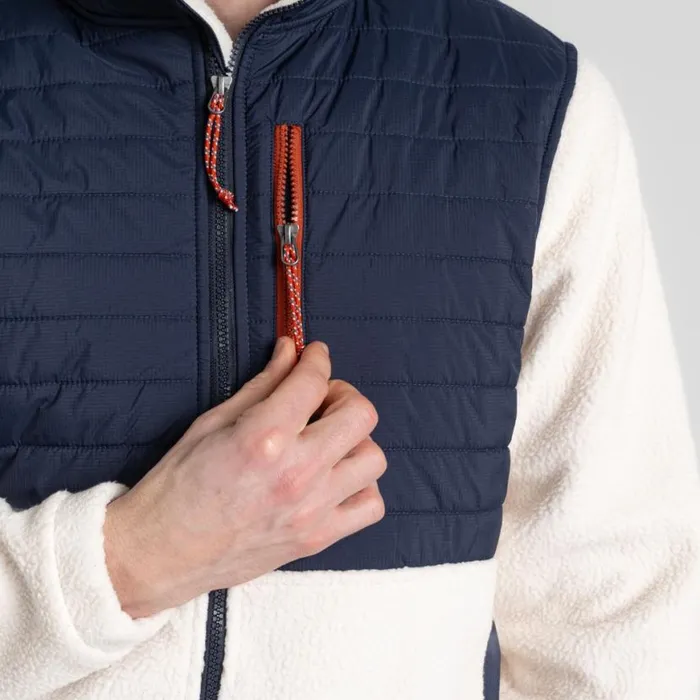 Mens Full Zip Fleece Craghoppers Montadale Insulating Hybrid Jacket Ecru Blue Navy Mens Full Zip Fleece Craghoppers Montadale Insulating Hybrid Jacket Ecru Blue Navy