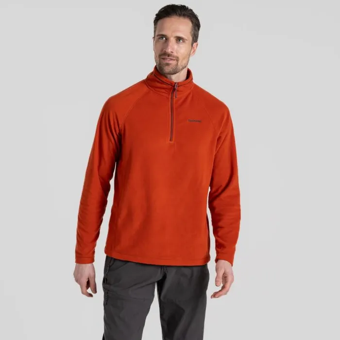 Mens Half Zip Fleece Craghoppers Corey VI Half Zip Fleece Carnelian Orange
