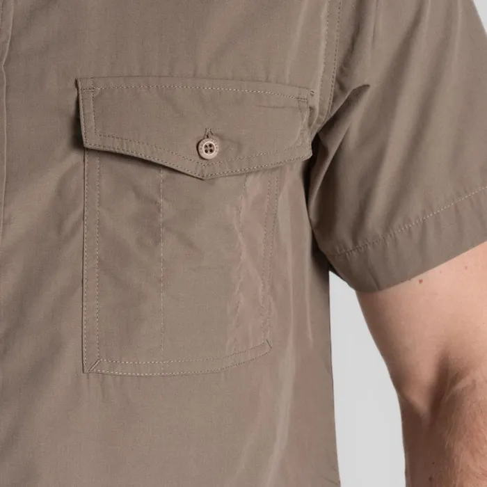 Mens Short Sleeve Craghoppers Expert Kiwi Short Sleeved Shirt Pebble Mens Short Sleeve Craghoppers Expert Kiwi Short Sleeved Shirt Pebble